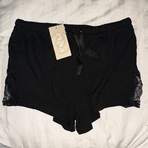 P'tula Midnight Black “The Good Night” Lace Sleep Shorts
